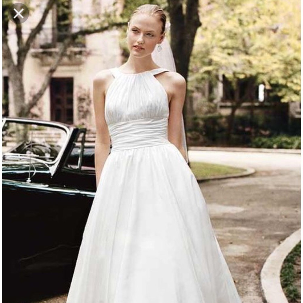 David’s Bridal High Neck Ball Gown with Pockets